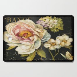 French card shabby chic peony and hydrangea Cutting Board