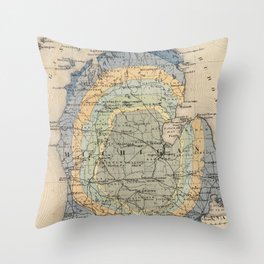 Vintage Michigan Geology Map (1873) Throw Pillow