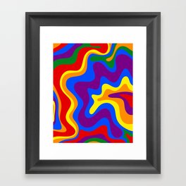 Rainbow Pride Colorful Retro Liquid Swirl Abstract Pattern Framed Art Print