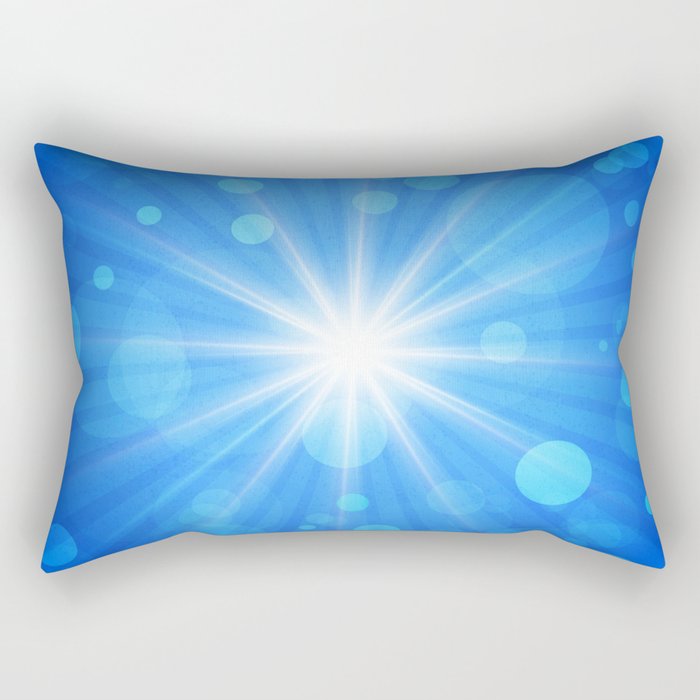 Glowing White Light on Blue Background. Rectangular Pillow