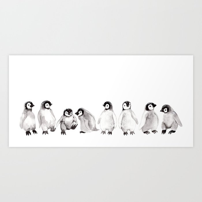 Emperor Penguin Chick Line Art Print