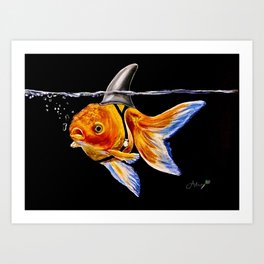 Gold Fish Shark Art Print