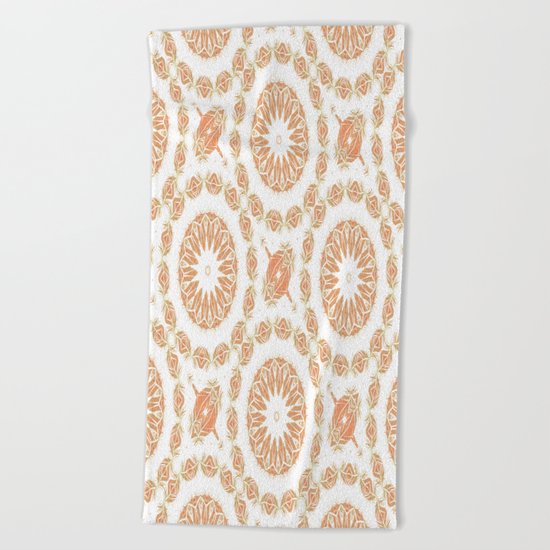 Citrine Mandala Tile Beach Towel
