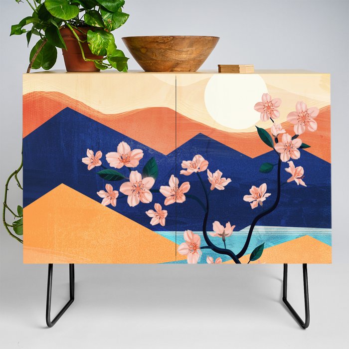 Warm spring sunchine near the flowing river Credenza