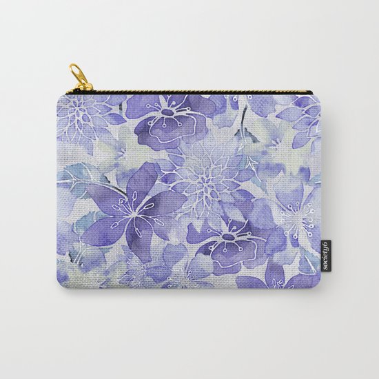 Purple Flower watercolor allover pattern Carry-All Pouch