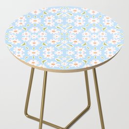 Mid-Century Modern Dogwood Flowers Bloom Sunny Blue Side Table