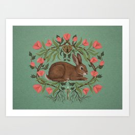 Rabbit in the Secret Garden // Arsenic Green Art Print