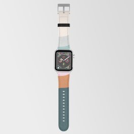 Abstract Diagonal Waves in Teal, Terracotta, and Pink Apple Watch Band