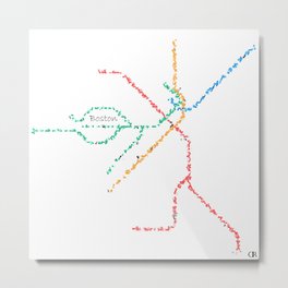 Boston Subway Map Art Metal Print