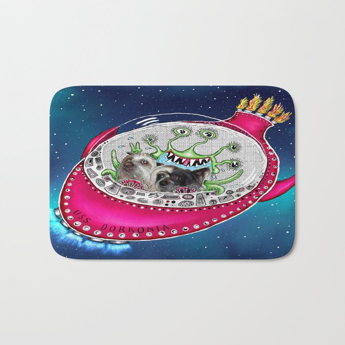 Chinese Crested Hairless Dogs in Space  Bath Mat