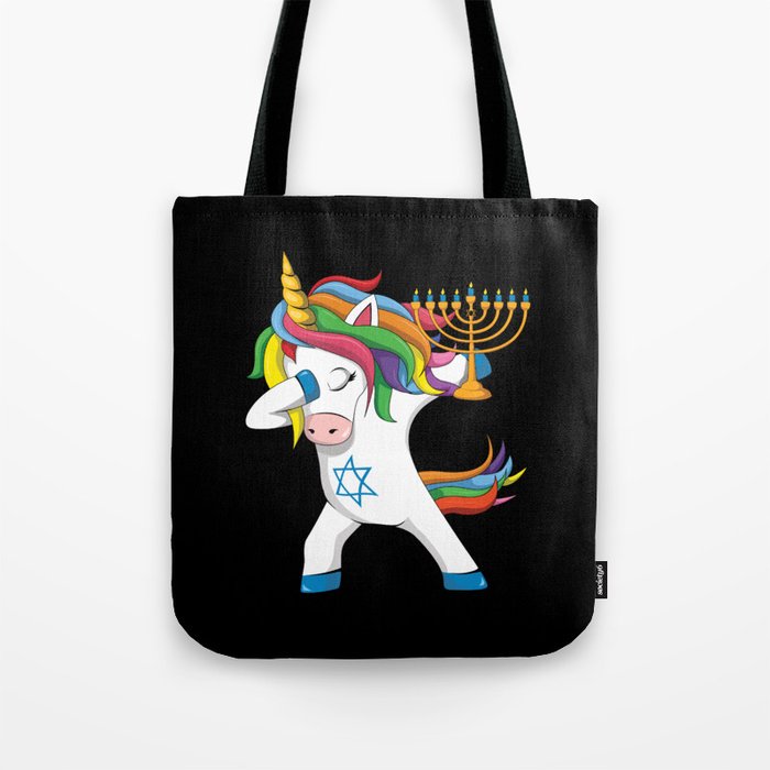 Cute Unicorn Jew Jewnicorn Menorah Happy Hanukkah Tote Bag