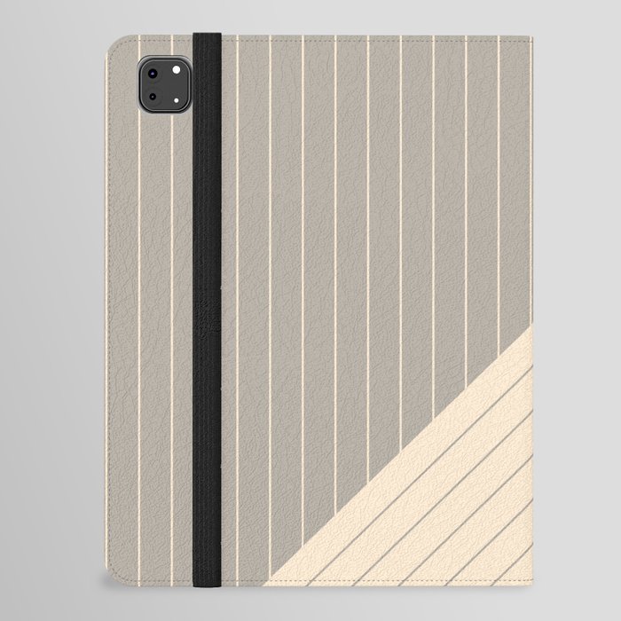 Elegant Pinstripes and Triangles Beige Gray Grey iPad Folio Case
