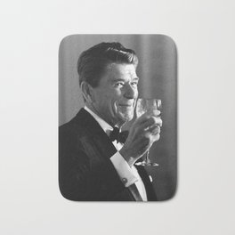 President Reagan Making A Toast Bath Mat | Gop, Blackandwhite, Photo, Political, Vintage, Republican, Ronaldreagan, Americanhistory, Presidentreagan, People 