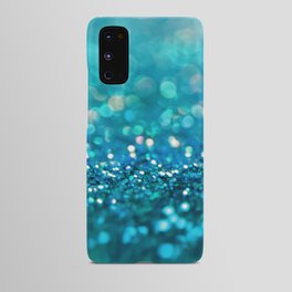 Teal turquoise blue shiny glitter print effect - Sparkle Luxury Backdrop Android Case