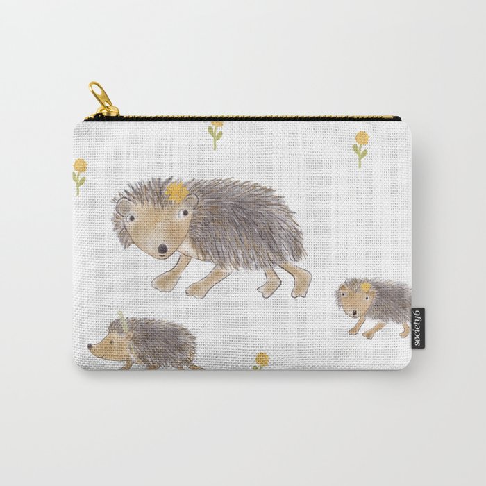 Hedgehog Mom with her Kids Carry-All Pouch