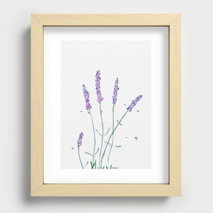 Watercolor Lavender Recessed Framed Print