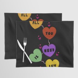 Art You Need Love Colorful Hearts Valentines Day Placemat