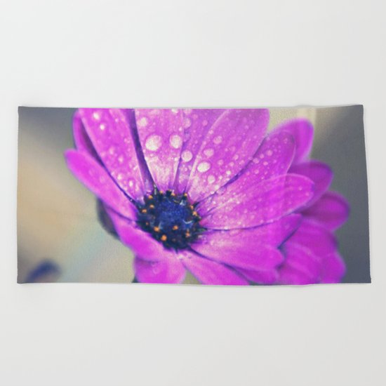 Sunshine flower purple Beach Towel