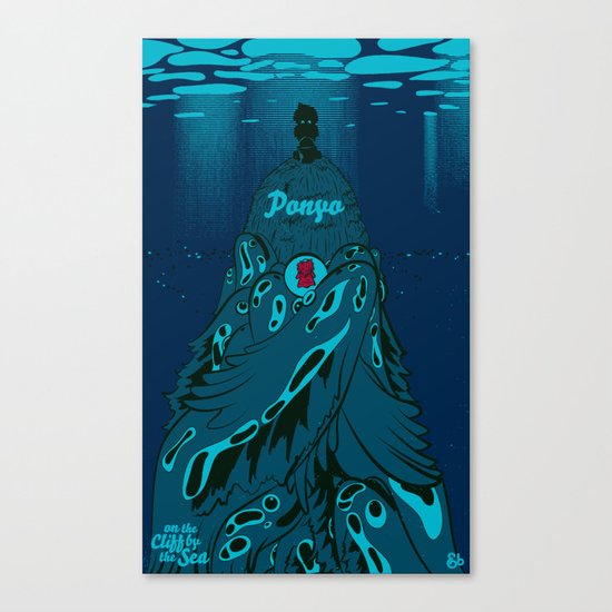 Ponyo on the Cliff by the Sea Canvas Print