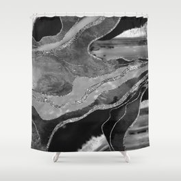 Gray Black White Marble Agate Silver Glitter Glam #1 (Faux Glitter) #decor #art #society6  Shower Curtain | Collage, Painting, Stone, Marbled, Boho, Bohemian, Faux Glitter, Silver Glitter, Pattern, Ink Art 