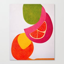 Citrus Slices - Abstract Minimalist Digital Retro Poster Art Canvas Print