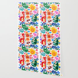 Spring Gouache Cut Out Joyful Abstract Pattern Design  Wallpaper