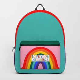 Love Your Neighbor Rainbow LGBTQ Affirming Church Backpack | Jesus, Curated, Digital, Loveyourneighbor, Pop Art, Lgbtq, Affirmingchurch, Bible, Affirmingchristian, Pride 