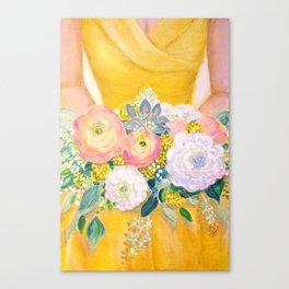 Flowers on sunny yellow Canvas Print