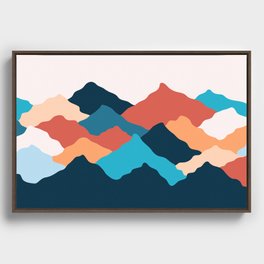 Colorful Mountains Minimalist Abstract Nature Art In Modern Contemporary Color Palette Framed Canvas
