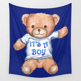 It's A Boy Teddy Bear Toy Wall Tapestry