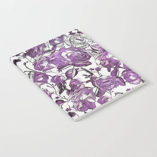 Purple Vintage Retro Flower Pattern Notebook