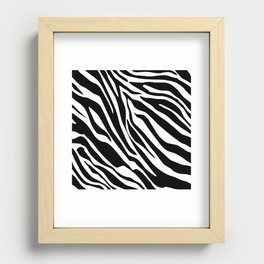 Mid Century Modern Zebra Print Pattern - Black and White Recessed Framed Print