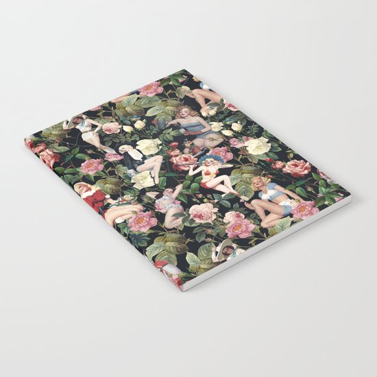 Floral and Pin Up Girls Pattern Notebook