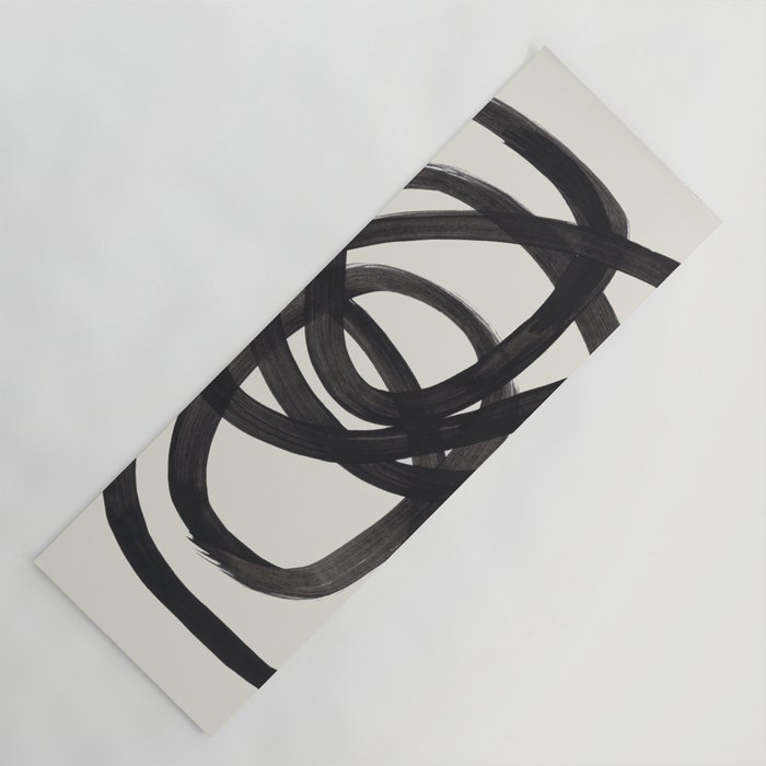 Mid Century Modern Minimalist Abstract Art Brush Strokes Black