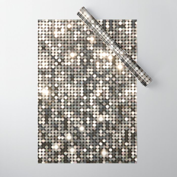 Silver Metallic Glitter sequins Wrapping Paper
