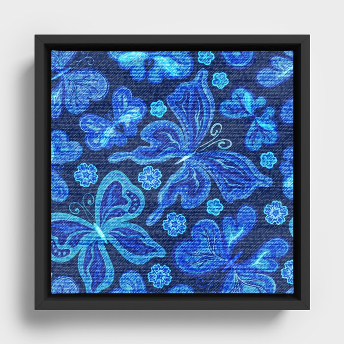 Butterflies - Distressed - Bright Framed Canvas