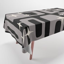 Retro Mid Century Modern Abstract Pattern 349 Black and Gray Tablecloth