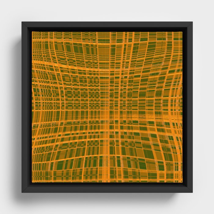 60s Optical illusion Pattern In Orange Framed Canvas