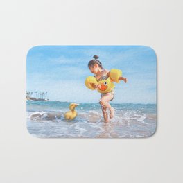 Ducks on the Beach Bath Mat | Beach, Ducklings, Girls, Ocean, Design, Designs, Child, Ducks, Kid, Yellow 