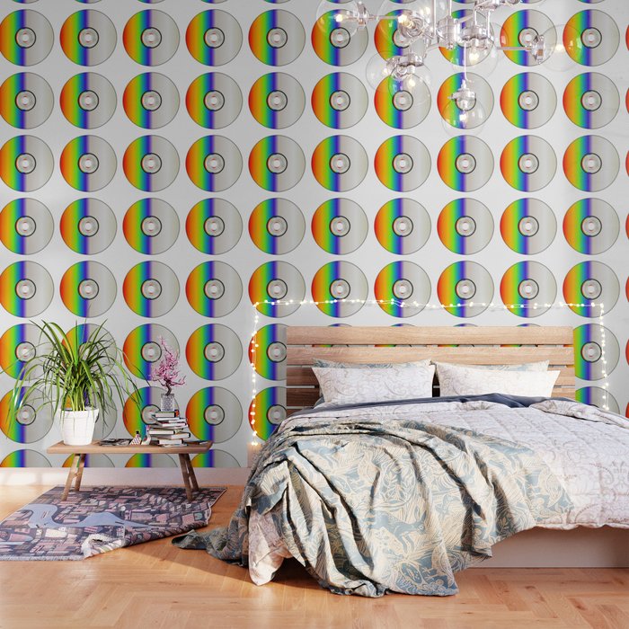 Blank CD Disc With Rainbow Wallpaper