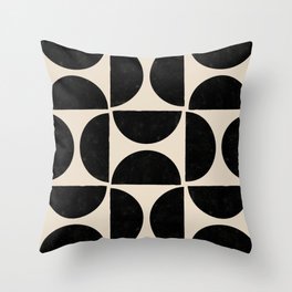 Half Moons in Black + Cream Throw Pillow