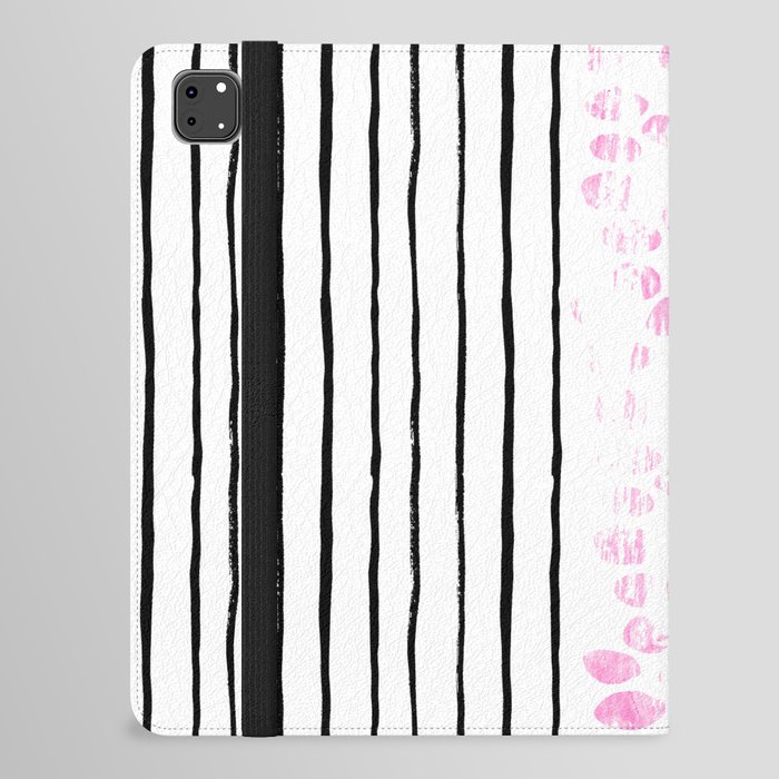 Dot Stripe hot pink black and white minimal abstract painting pattern trendy boho urban bklyn art iPad Folio Case