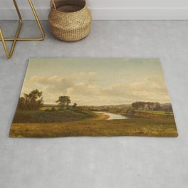 Lancaster New Hampshire Farmland 1867 By David Johnson | Reproduction | Romanticism Landscape Painte Rug