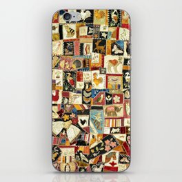 Vintage Multicolor Crazy Quilt with Animals iPhone Skin