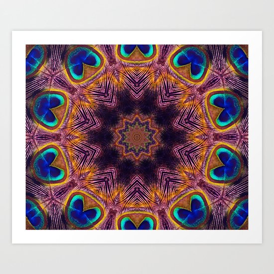 Peacock Fan Star Abstract Art Print
