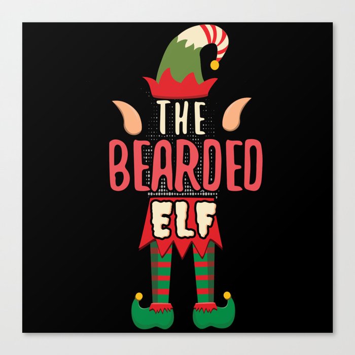 Funny Bearded Elf Santa Winter Holiday Christmas Canvas Print