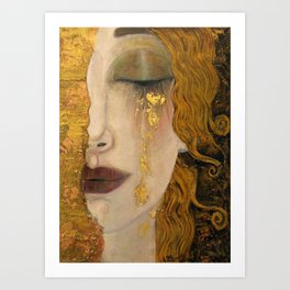 Golden Tears (Freya's Heartache) portrait painting by Gustav Klimt Art Print | Shakespeare, Lostgeneration, Lost, Youngwoman, Redhead, Blonde, Redhair, Jazzage, Tears, Femaleform 