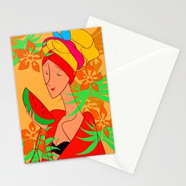 Tropical lady Stationery Cards