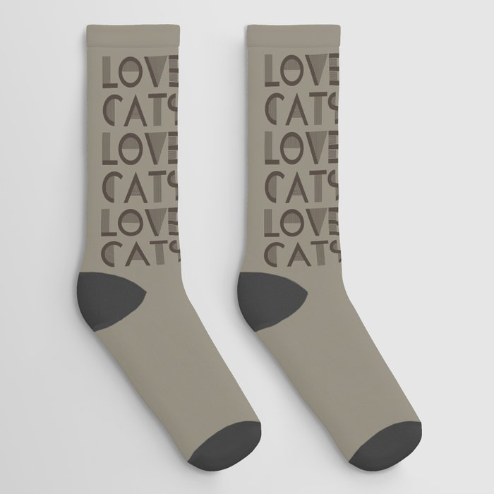 Love Cats - Gray colors modern abstract illustration  Socks