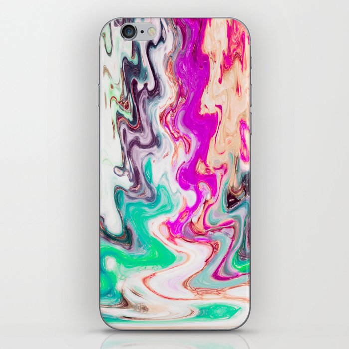 Wavy Fluid Paint Abstraction In Turqouise iPhone Skin